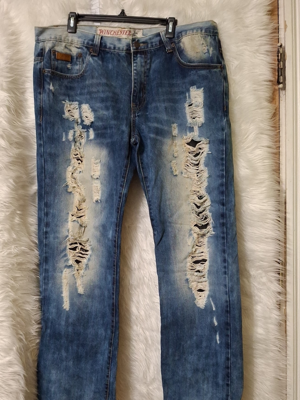 Winchester Slim Straight Ripped Jeans - Light Blue